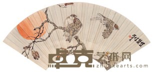 刘奎龄 1934年作 烟林秋晓 扇面镜心 18.2×51.2cm